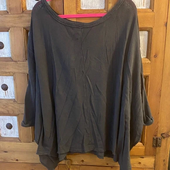 Free People Charcoal Boxy Oversized Blouse - Picture 5 of 6